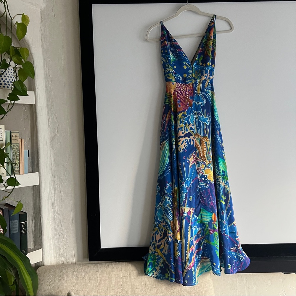 FARM Rio Blue Sea Life Sleeveless Maxi Dress Size Medium NWT - Picture 10 of 16